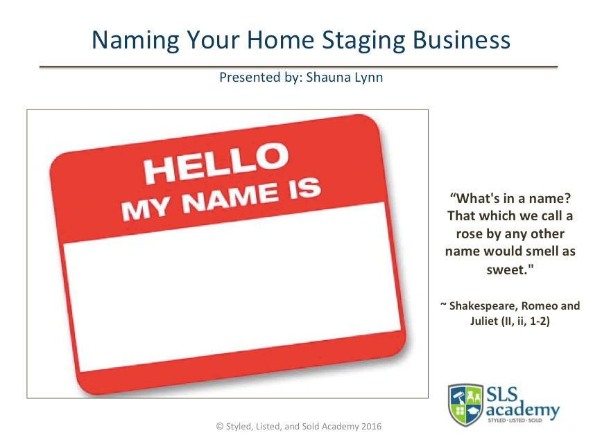 Naming Your Home Staging Business